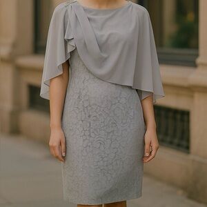 Scarlett Blue Dress with attached shawl